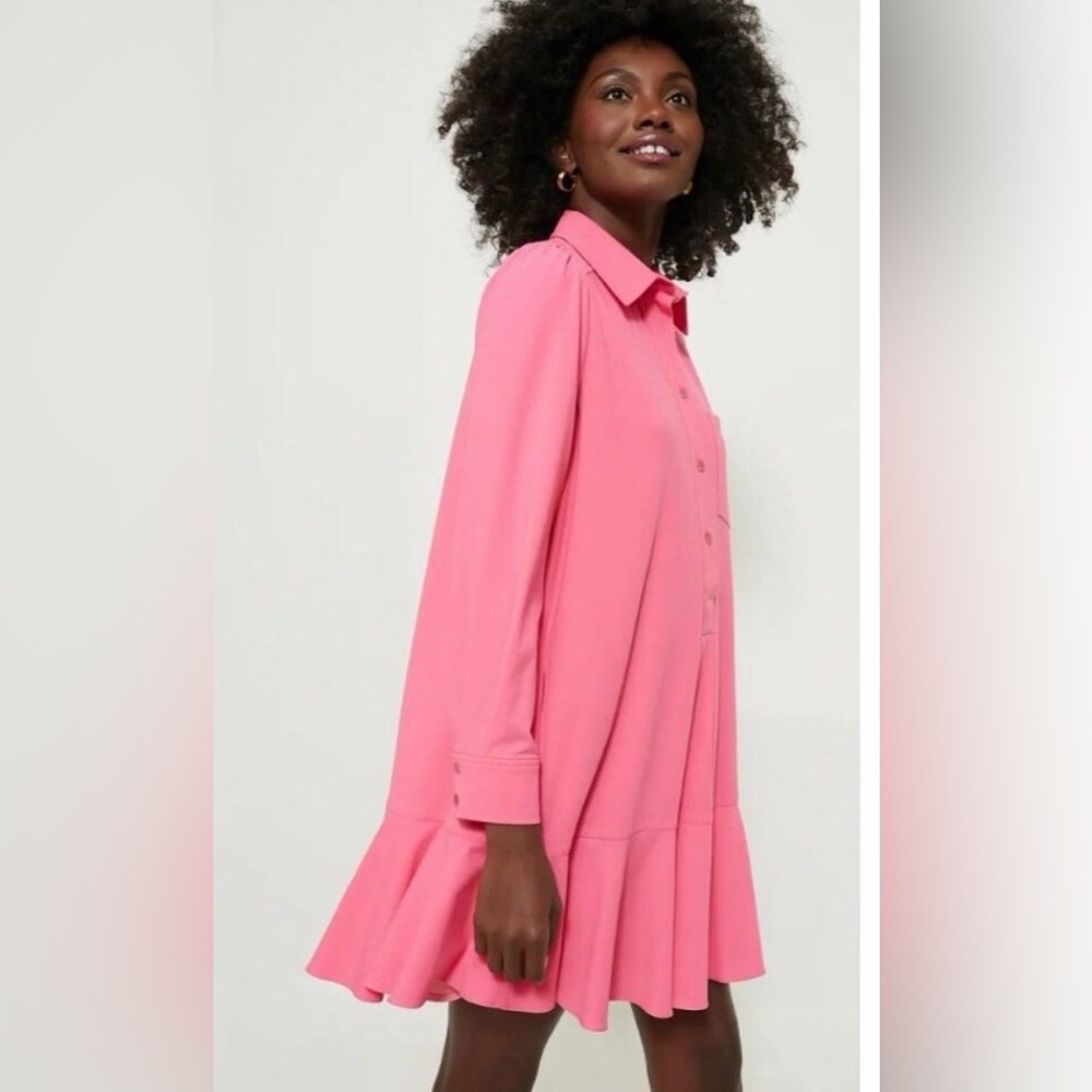 NWT Tuckernuck Hot Pink Crepe Callahan Shirt Dress Size XS